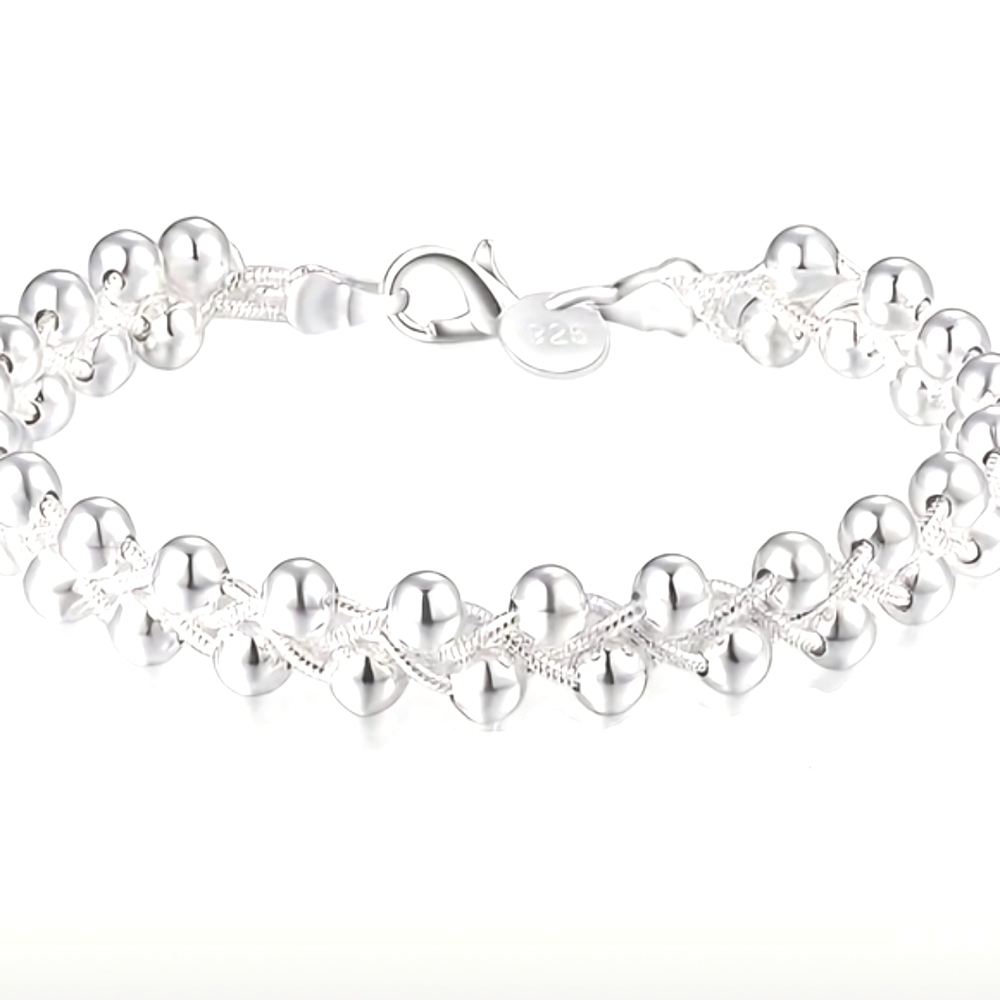 Silver Double-Strand Beaded Bracelet